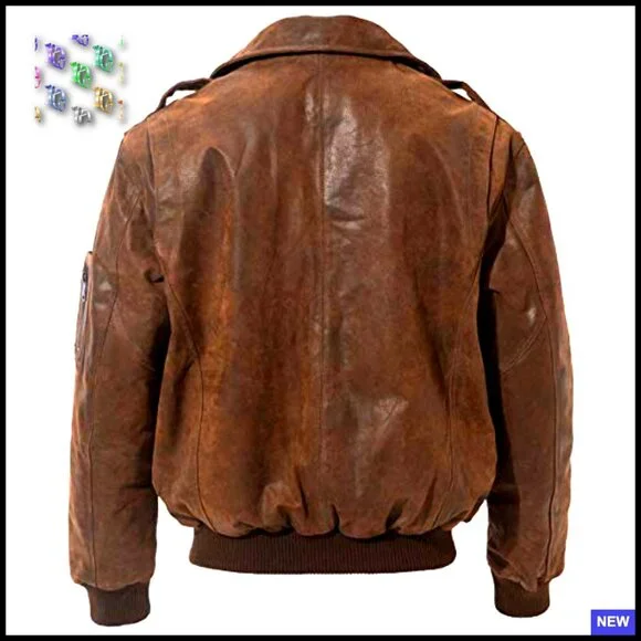 Vintage Leather Bomber Jacket Aviator Style Removable Fur Collar Loose Fit
